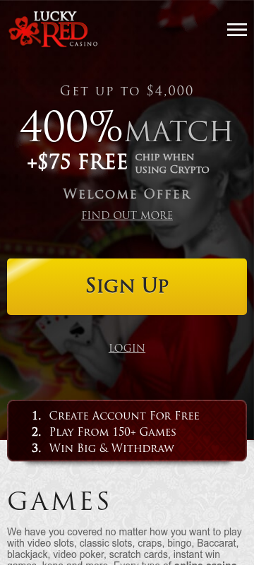 Lucky Red Casino site screenshot