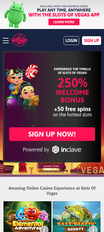 Slots of Vegas site screenshot